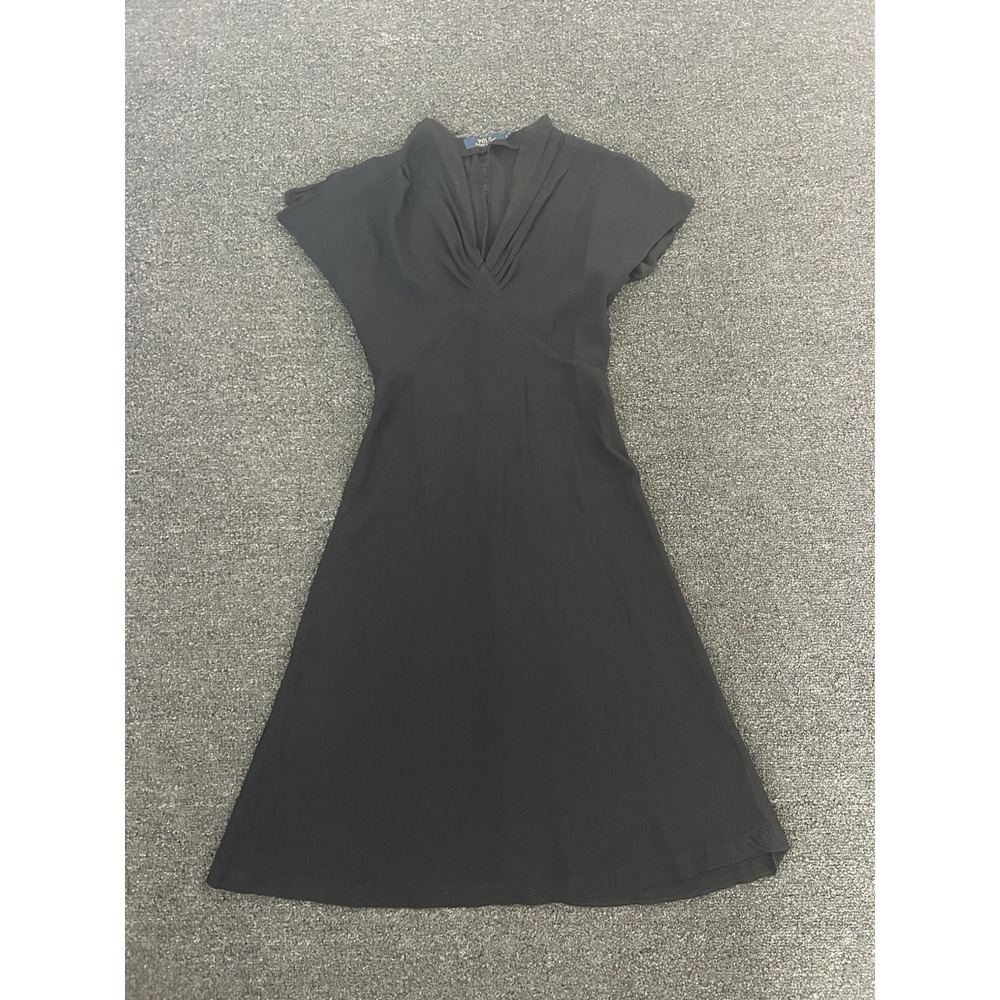 Polo Ralph Lauren V-Neck Cap Sleeve Dress Black Womens 4 Split Sleeve Formal Zip